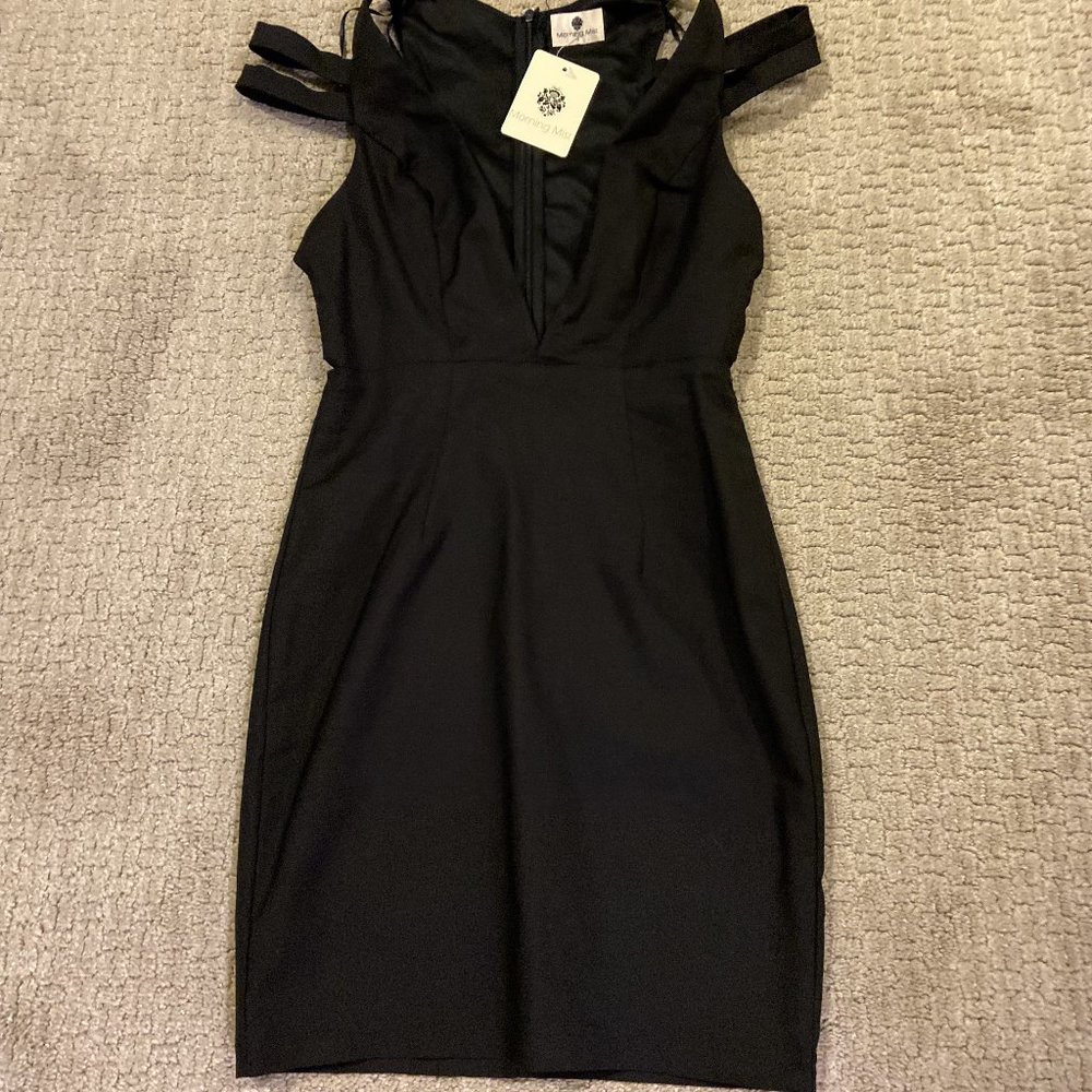 Morning Mist Black Strappy Mini Dress - Size S - Brand New with tags - RARE